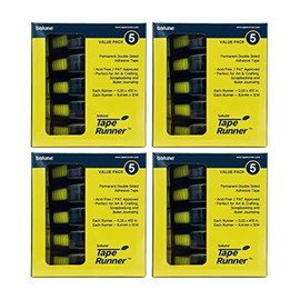 Tape Runner - Double Sided Adhesive with Dispenser Roller Included - Acid Free, Sticky, Clear & Transparent - Ideal for Scrapbooking, Crafts & More - Boomerang (417 inches per Cartridge), 20 Cartridge