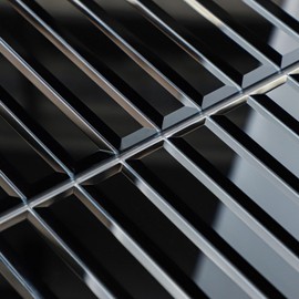 Miscasa Peel and Stick Black Mirror Strip Backsplash Tile, Self Adhesive Reflection Mirror Tiles Stick on Accent Wall Border Kitchen Bath Backsplash, Mirror Border (5 Pieces)