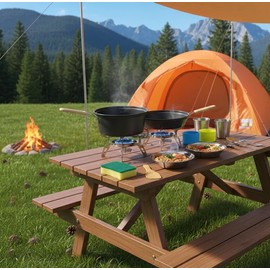 doorslay 23PCS Camping Cookware Kit for 2-3 People Hard Anodized Aluminum Pot Pan and Kettle Set with Cups Plates Utensils for Backpacking Hiking Outdoor Picnic