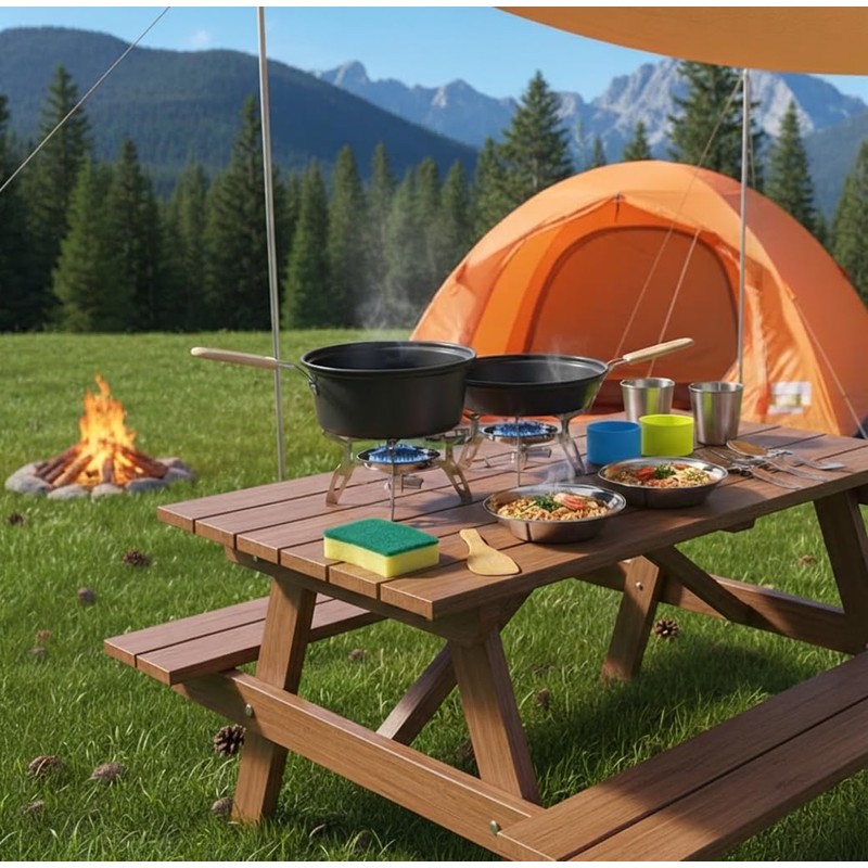 doorslay 23PCS Camping Cookware Kit for 2-3 People Hard Anodized