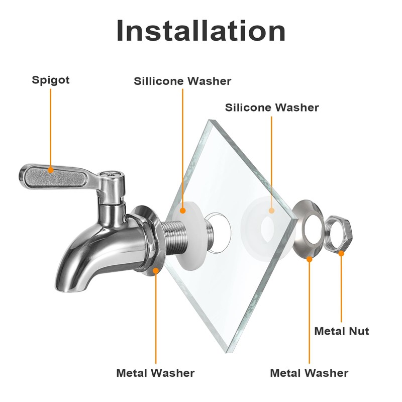 BTSKY 2 Pack Stainless Steel Beverage Dispenser Replacement Spigot Fits