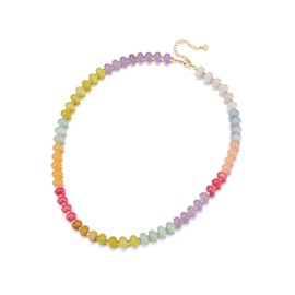 Jovivi Healing Crystal Gemstone Colorful Beaded Necklace for Women,Summer Surfer Beach Boho Stone Beads Necklace Women's Jewellery Gifts for Women Girls Ladies