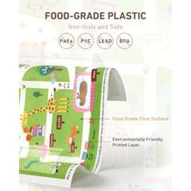 Babebay Disposable Stick-on Placemats 40 Pack for Baby & Kids & Toddler, Sticky Placemats Restaurant Table Mats 12" x 18" (Happy Zoo)