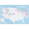 US Ski Resorts Map 24x36 Poster (White & Light Blue)