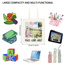 TSOTMO Golf Gift Golfing Shopping Bag Peace Love Golf Canvas Tote Bag Golfer Player Gift for Women (PLGolf toteCA)