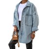 Saodimallsu Women's Oversized Denim Jackets Casual Button Down Long Boyfriend