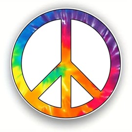 2pcs A Colorful Peace Sign in a Circular Shape Car Sticker, 5.12"x5.12", Self-Adhesive Waterproof Decal, Used for Car, Laptop, Motorcycle, Van, RV |#DS06 (C)