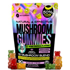 Next-Gen Mushroom Gummies with Ashwagandha and L Theanine - 10x Mushroom Supplement with Shilajit - Mushroom Nootropic Lion’s Mane Gummies - Immune, Brain Support & Chill Mushroom Complex Gummy