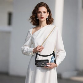 MOETYANG Clear Bag for Stadium Events, Clear Purses for Women Stadium Crossbody, Checkered Concert Bag Shoulder Handbag (black)