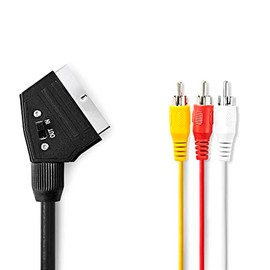 Nedis SCAR T Male Switchable SCART Cable - 3x RCA Male, 1.0, black