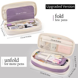 EASTHILL Big Capacity Pencil Case Large Pencil Pouch Stationery Pen Bag for Teen Girls, Purple, pencil case