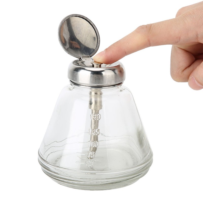 150ml Nail Art Pump Dispenser Transparent Liquid Container Pressing Bottle