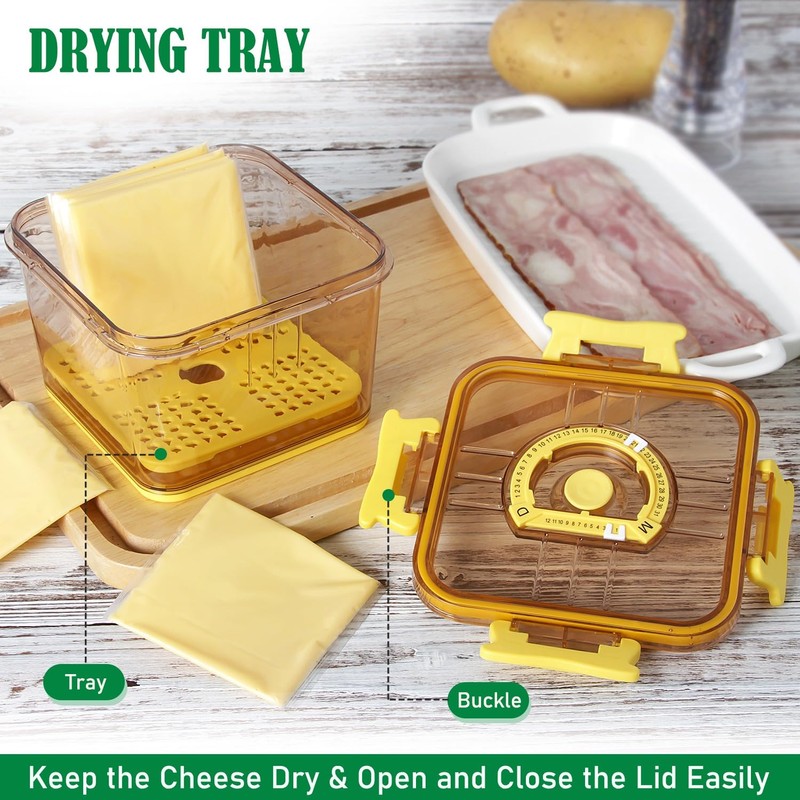 Tellshun Sliced Cheese Container with Airtight Lid for Mini Fridge