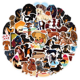 Cute Dachshund Stickers for Laptop(50 Pcs),Gift for Kids Teens Adults Girl,Animal Waterproof Stickers for Water Bottle,Vinyl Stickers for Scrapbook,Journal,Dairy,Skateboard
