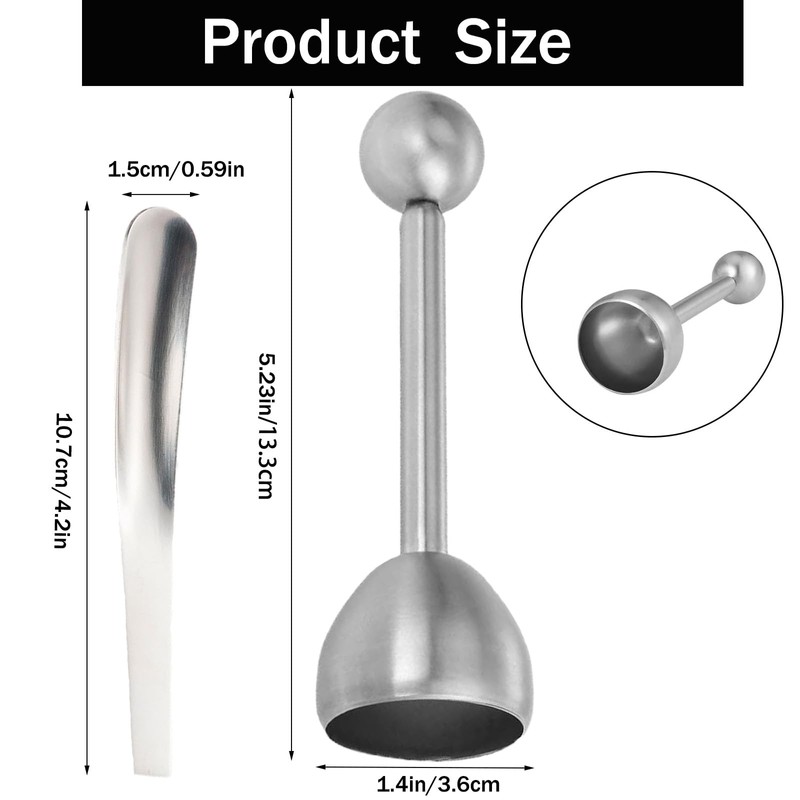 Stainless Steel Eggshell Opener with Egg Spoon, Egg Cracker Topper