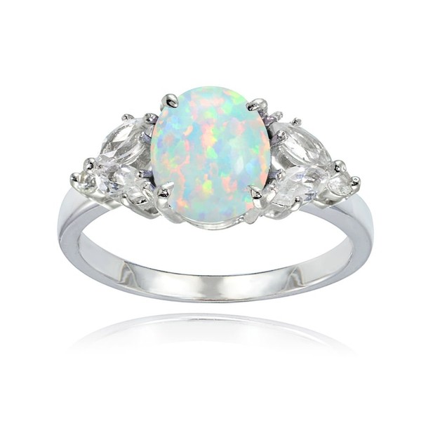 Ice Gems Sterling Silver Created White Opal and White Topaz