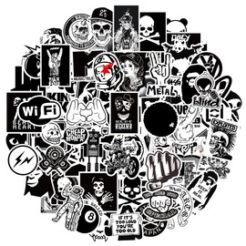 MARSFORCE Fashion Black&White Stickers, Cool Waterproof Vinyl Decals for Laptop Water Bottles Skateboard Bike Car Helmet Travel Luggage Guitar Toy Phones DIY Party [100 PCS]