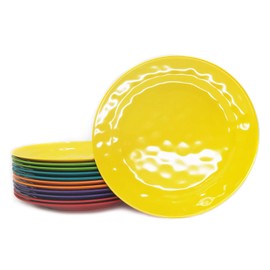 Melamine Plates Set of 12, 8-inch 100% Melamine Salad Plates for Everyday Use, Break-resistant and Lightweight , Multicolor