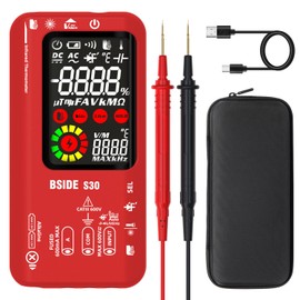BSIDE S30 Smart Digital Multimeter Infrared Thermometer High Voltage Diode LED Tester 3 in 1 with Dual Power System 9999 Counts Colour LCD Voltage and Current Meter Capacitance Ohm Continuity Tester