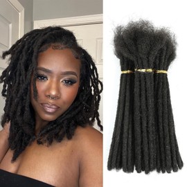 24 Inch Loc Extensions Human Hair 0.6CM Width Dreadlock Extensions for Black Men/Women Can Be Dyed Bleached Curled Full Handmade Permanent (24 Inch-30Strands,1B)