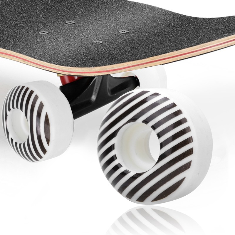 4PCS 95A PU White Stripe 52x30mm Skateboard Double Rocker Wheel