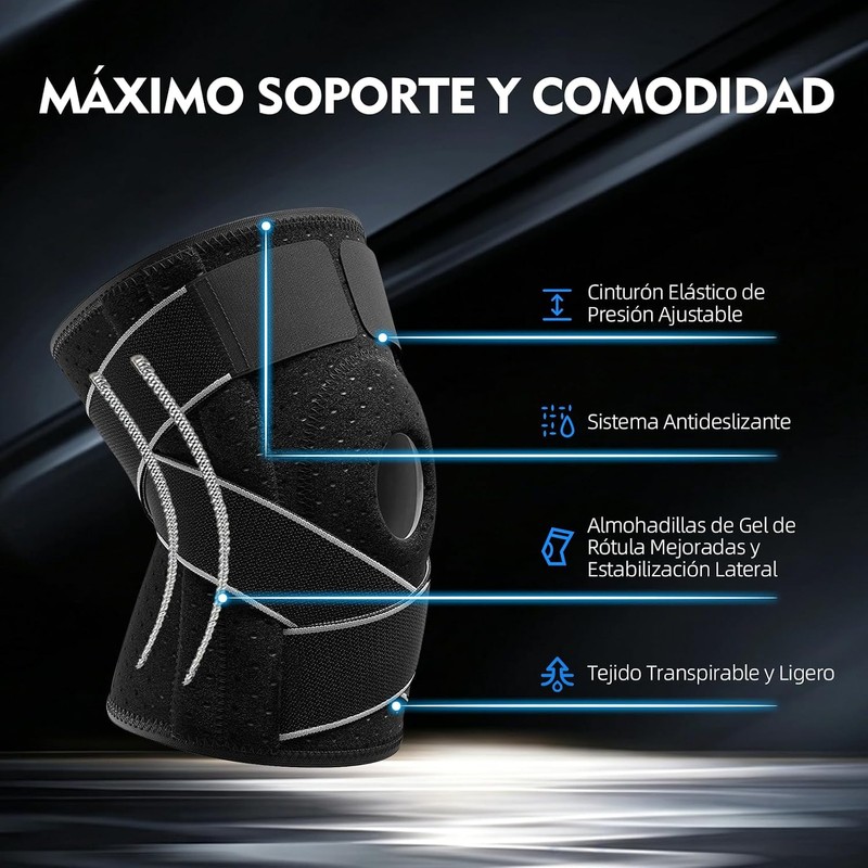 Rodilleras Ortopedicas de Compresión, 2 Piezas Rodilleras Gym, Gris