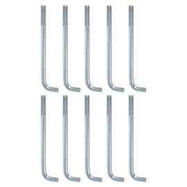 uxcell 10 Pack Anchors Bolt, 3/4"-10 x 12 L-Shape Foundation Bolts Carbon Steel Galvanized L-Bolts with Nuts and Washers for Concrete Pad Pouring Wood Projects, White