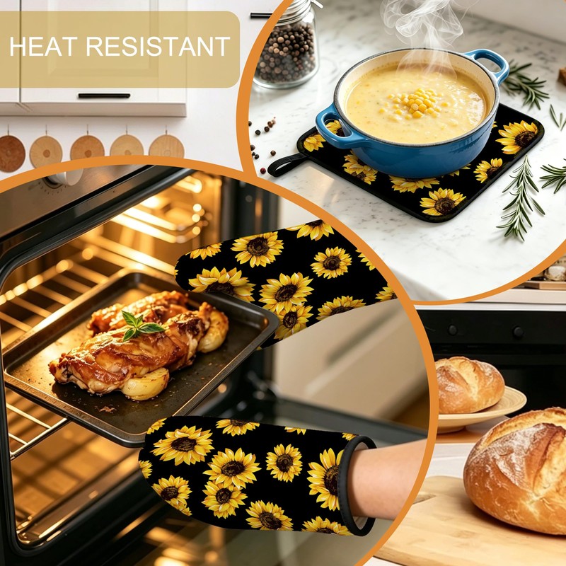 Sabobo Sunflower Gifts Oven Mitts and Pot Holders Set of