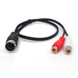 ELNONE 5-Pin Din Male to 2-RCA Female Plug Audio Cable，Professional 5-Pin Midi Cable to RCA for Bang & Olufsen, Naim, Quad, Stereo Systems (0.5M/1.6FT)