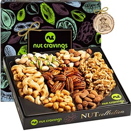 Nut Collection Gift Box Gourmet Food Basket (7 Piece Set) Valetines Day 2022 Idea Arrangement Platter, Birthday Care Package Variety, Healthy Kosher Snack Tray for Adults Women Men Prime