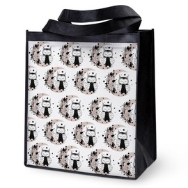 CafePress Boho Owl And Moon Gothic Reusable Collapsible Grocery Bag