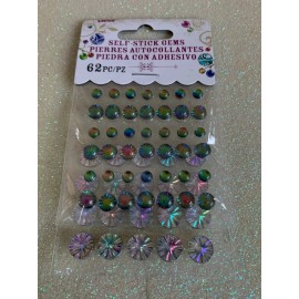 The Paper Studio SELF-STICK GEMS 3D ROUND RAINBOW GEMSTONES MULTI-COLOR MULTI-SIZES 62pcs