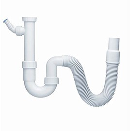 Haas 2805 PP Sink Siphon DN40/50 x 1 1/2 Inch Drain Fitting Siphon Flexible Hose Odour Trap Sink