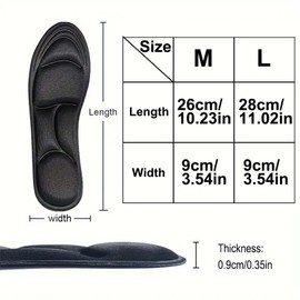 2 Pairs Memory Foam Insoles for Women, Foot Cushions for High Heels, Shoe Inserts Sole Inserts for Women (Black, L)