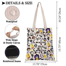 PLITI Coraline Gift Coraline Cartoon Movie Fans Gift Ghost Mother Gift It's Coraline Not Caroline Horror Movie Tote Bag (Not caroline TGU)