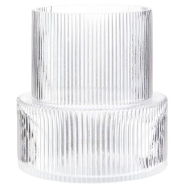 YANWE1 Ribbed Glass Vase, Flower Vase, Fluted Clear Vases for Flowers, Modern Vases for Living Room, Dining Table, Entryway, Shelf, Wedding, Office, Coffee Table, Birthday, 7.5 Inches