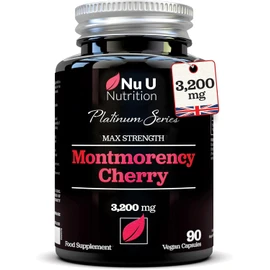 Montmorency Cherry Capsules 3200mg – High-Strength Tart Cherry Extract – 90 Vegan Capsules (3-Month Supply) – 50:1 Natural Supplement by Nu U Nutrition