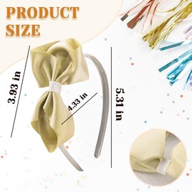 Xiyantiji Gold Boutique Hair Bow Headbands for Girls Glitter Ribbon Bows Hair Hoop Headband for Toddlers Cute Bowknot Headwear Christmas Party Accessories Hair Band
