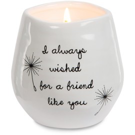 Pavilion Gift Company 77114 Plain Dandelion Always Wished for a Friend Like You White Ceramic Soy Serenity Scented Candle
