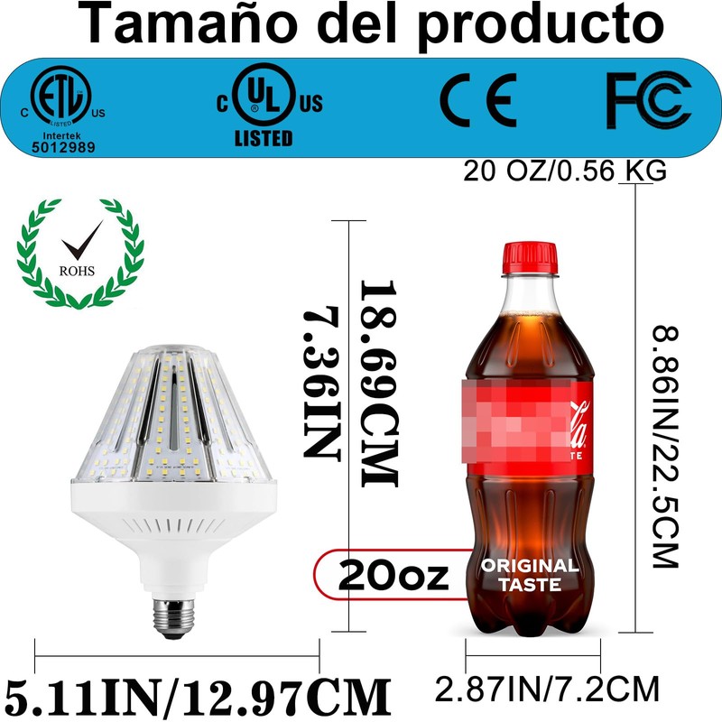 NS 120W LED Bulb (18,500LM) 1200W Equivalent- E39/E26 Base Military-Grade