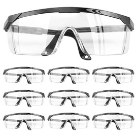WGDVVJV Safety Goggles 10 Pcs Wraparound Safety Glasses Protective Glasses Clear Safety Glasses Work Glasses Safety Black
