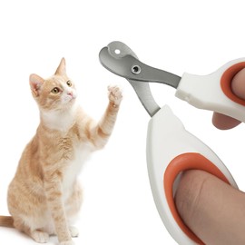 Vesslam Cat Nail Clippers with Circular Cut Hole -Avoid Over Cutting Pet Nail Clippers -Sharp Angled Blade Professional Paw Trimmer Set for Novice Pet Families (Orange)