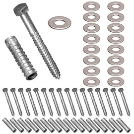 Electriduct 5.5" Lag Bolts with Lag Shield Anchors and Washers 1/2" Diameter (Pack of 16) - Concrete Mounting Hardware for Parking Curbs, Speed Bumps, Wheelchair Ramps, Cable Protectors, Cord Covers