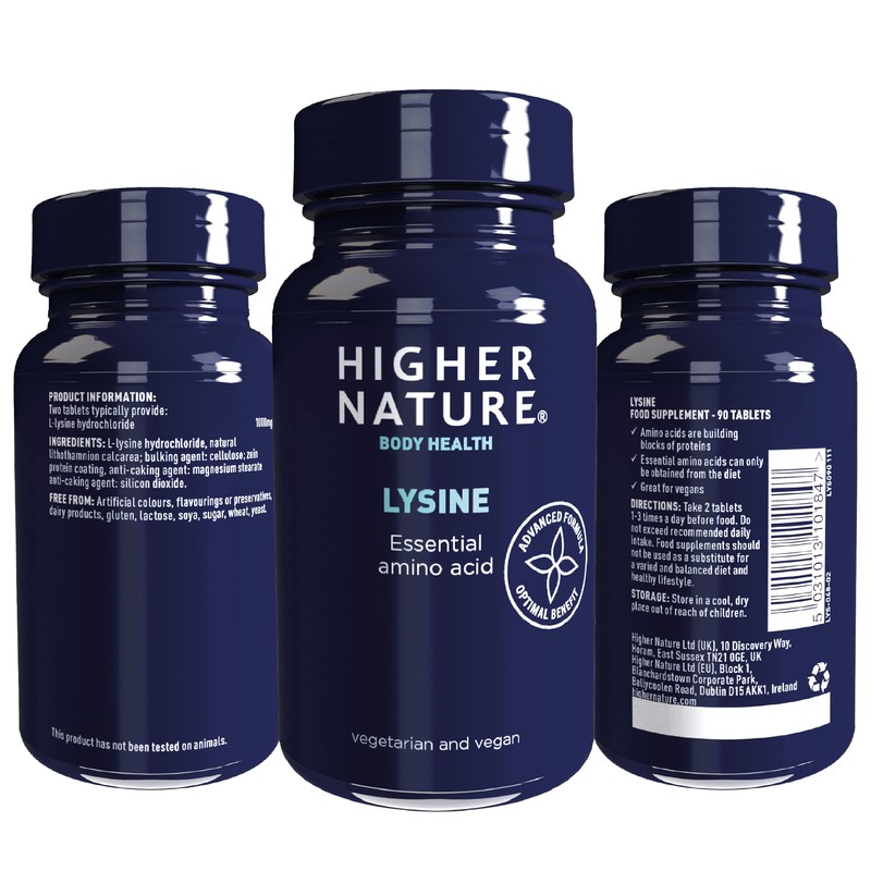 Higher Nature - Lysine - Essential Amino Acid- 500mg -