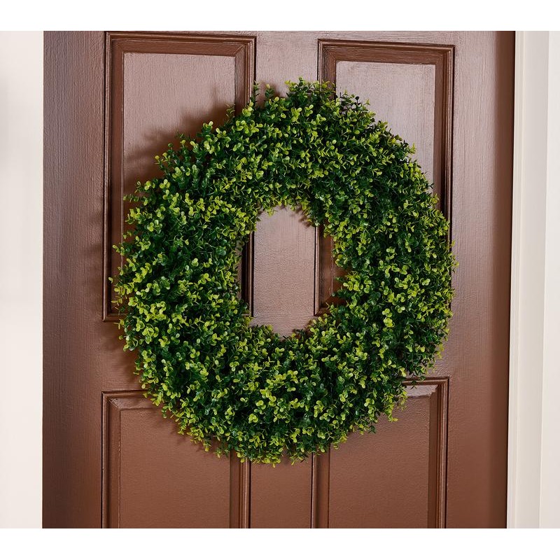 Wicker Park 24" Indoor/Outdoor Boxwood Wreath:_Lilac