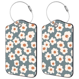 Neidius 2 Pack Luggage Tags for Suitcase,Retro Floral PU Leather Luggage Tags with Privacy Cover Name Address Labels and Steel Ring,Creative Travel Accessories for Men and Women