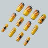 Glitter Yellow Flower Press on Nails Medium Coffin Fake Nails