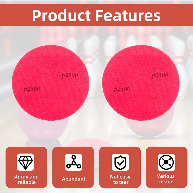 17Pcs Bowling Ball Sanding Pads Cup Set, Grit 180, 400,