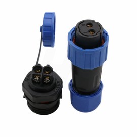 HangTon TY16 3 Pin 10A Power Connector, 16mm Threaded Panel Mount Female Socket, Male Cable Plug, Screw Terminal for Waterproof Quick Disconnect Outdoor Device Boat Marine