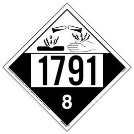 1791 Placard, Class 8 Corrosive 25-pk. - 10.75" x 10.75" Permanent Self Adhesive Vinyl, DOT Hazmat Compliant, J. J. Keller & Associates, Inc.